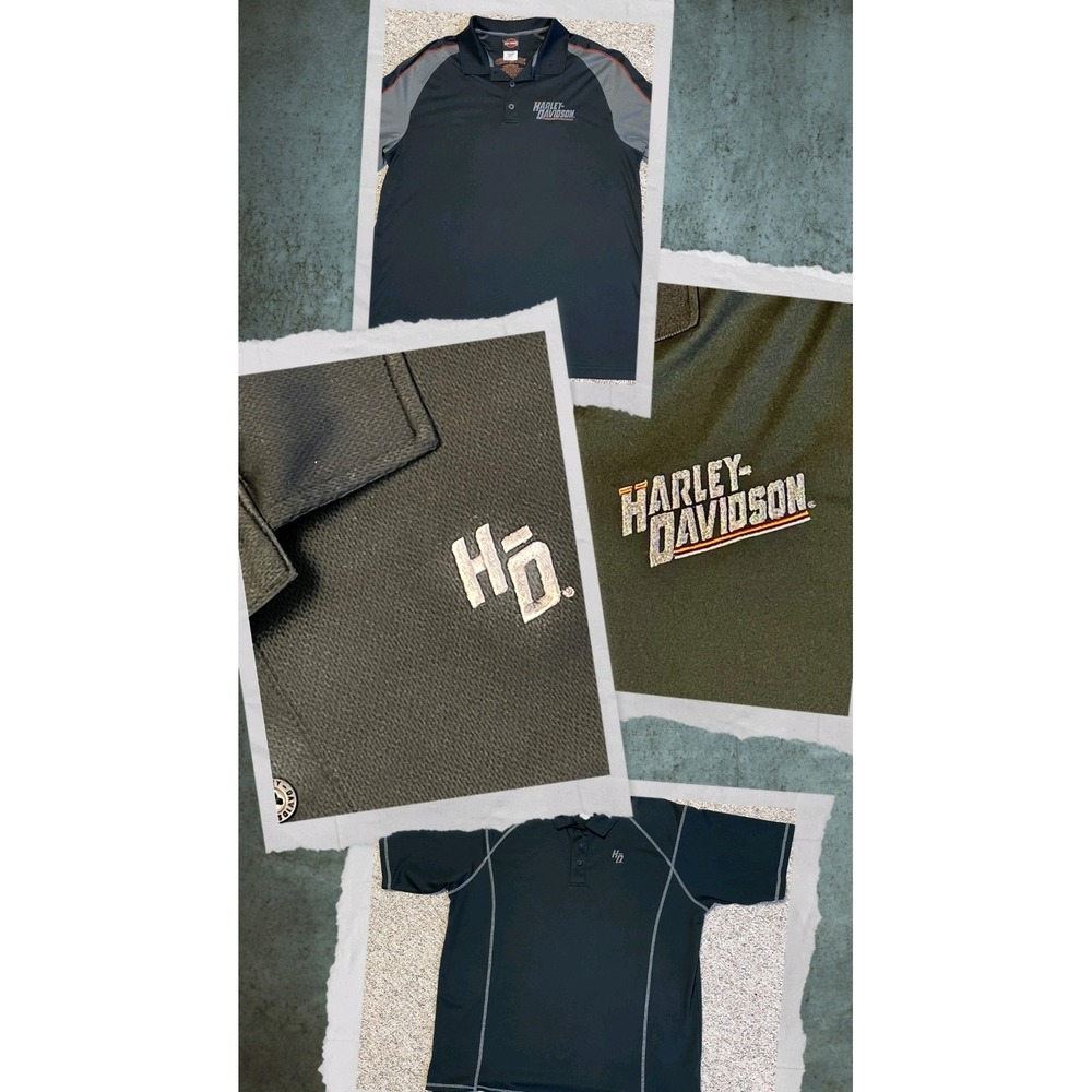 🟠⚫ Harley Davidson HD Men's Polo Shirt Lot of 2 Black Golf Performance